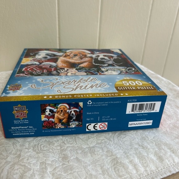 NWT Masterpieces SPARKLE&SHINE Christmas Glitter Puzzles Santa Paws - Picture 6 of 8
